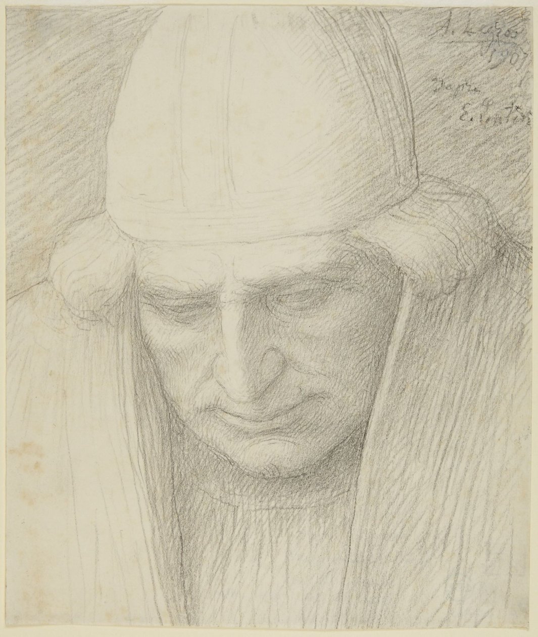 Ældre mand med kasket af Alphonse Legros