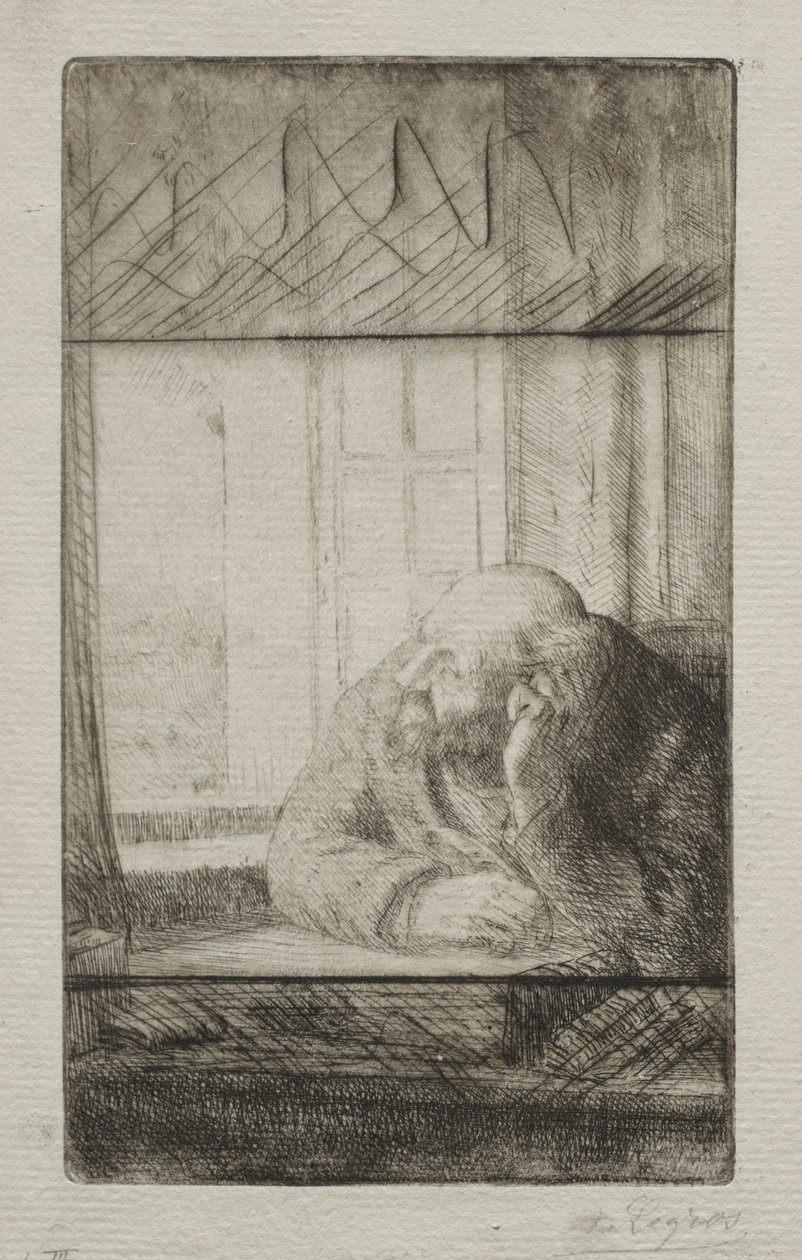 Aften ved vinduet. af Alphonse Legros