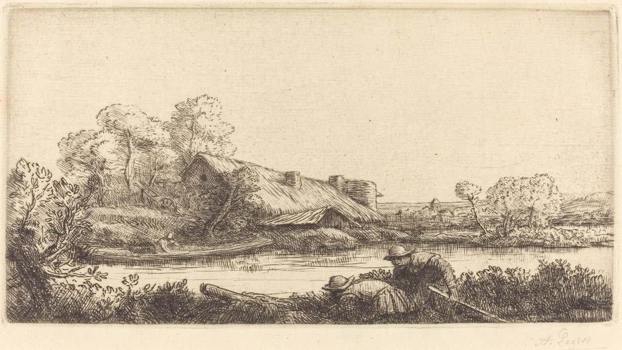 Farm langs floden set af Evening Light Farm langs floden: Evening Light. af Alphonse Legros