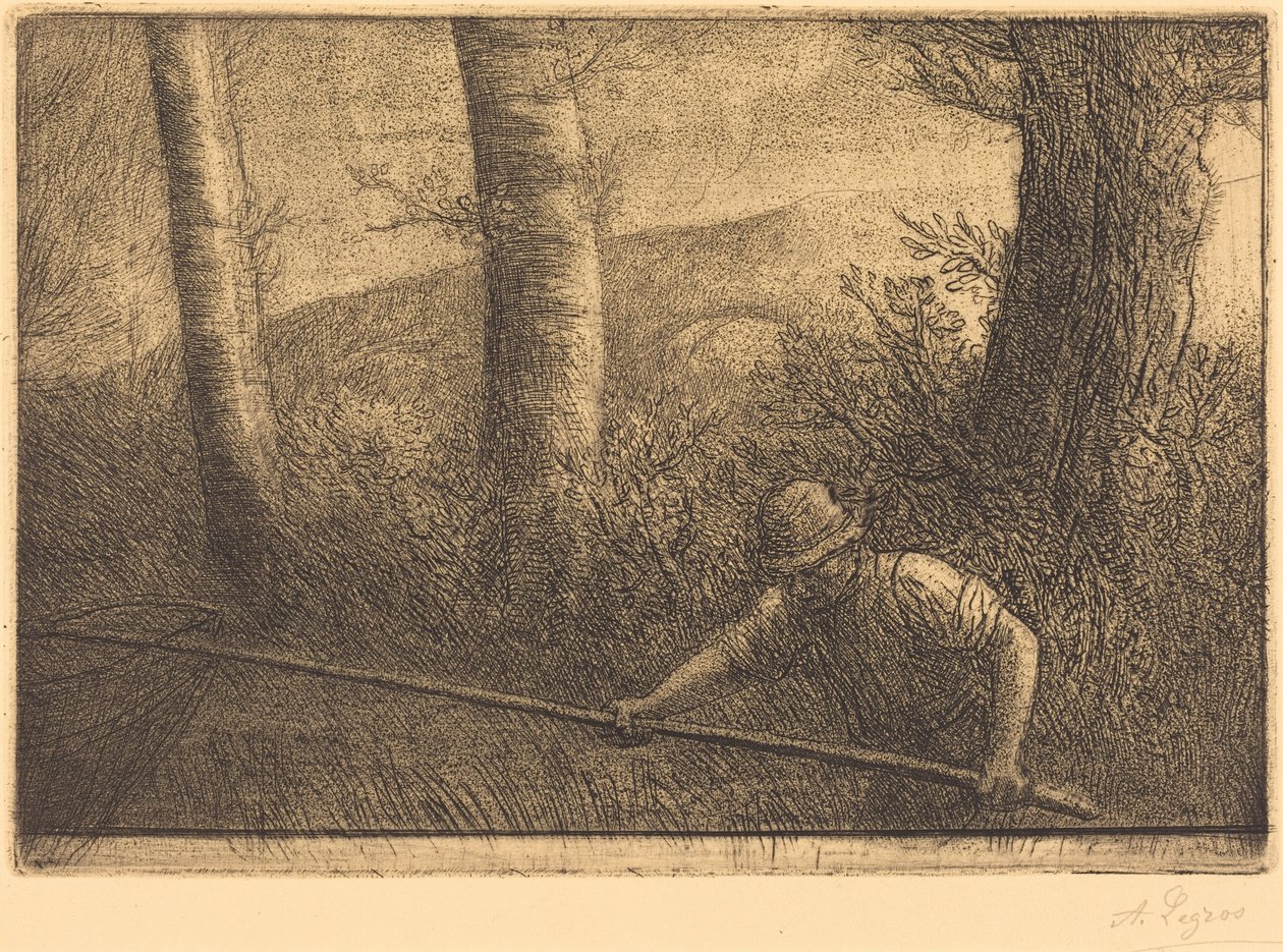 Fisker med et ringnet (La pêche à la truble) af Alphonse Legros