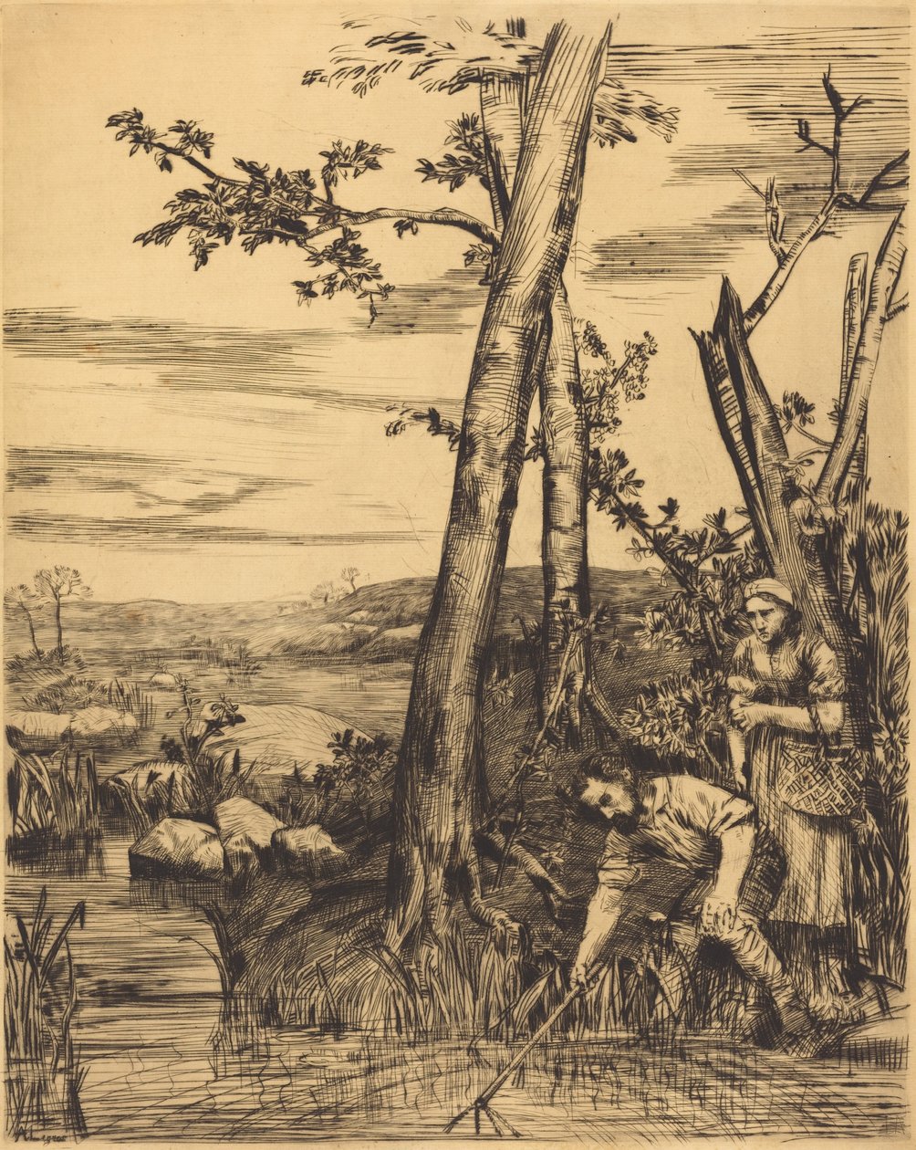 Fischen nach Flusskrebsen af Alphonse Legros