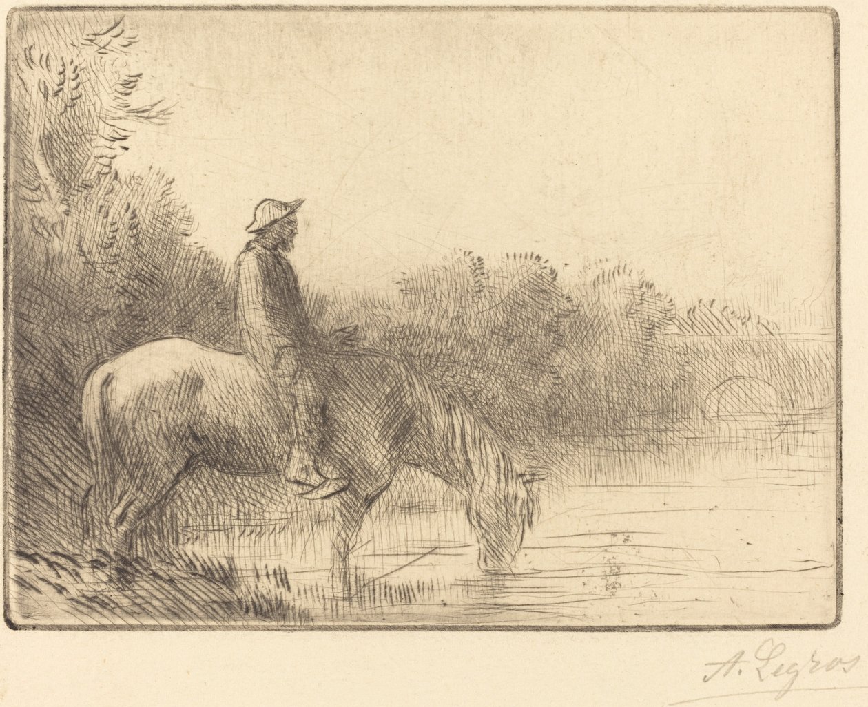 Fording a River (Le gue) af Alphonse Legros
