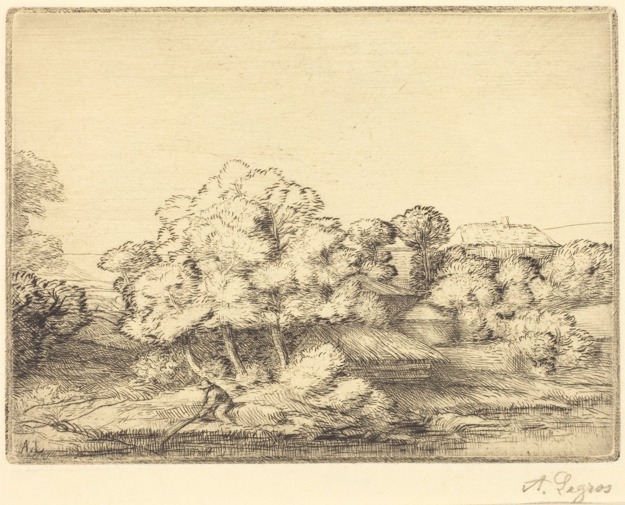 Landsby nær søen af Alphonse Legros