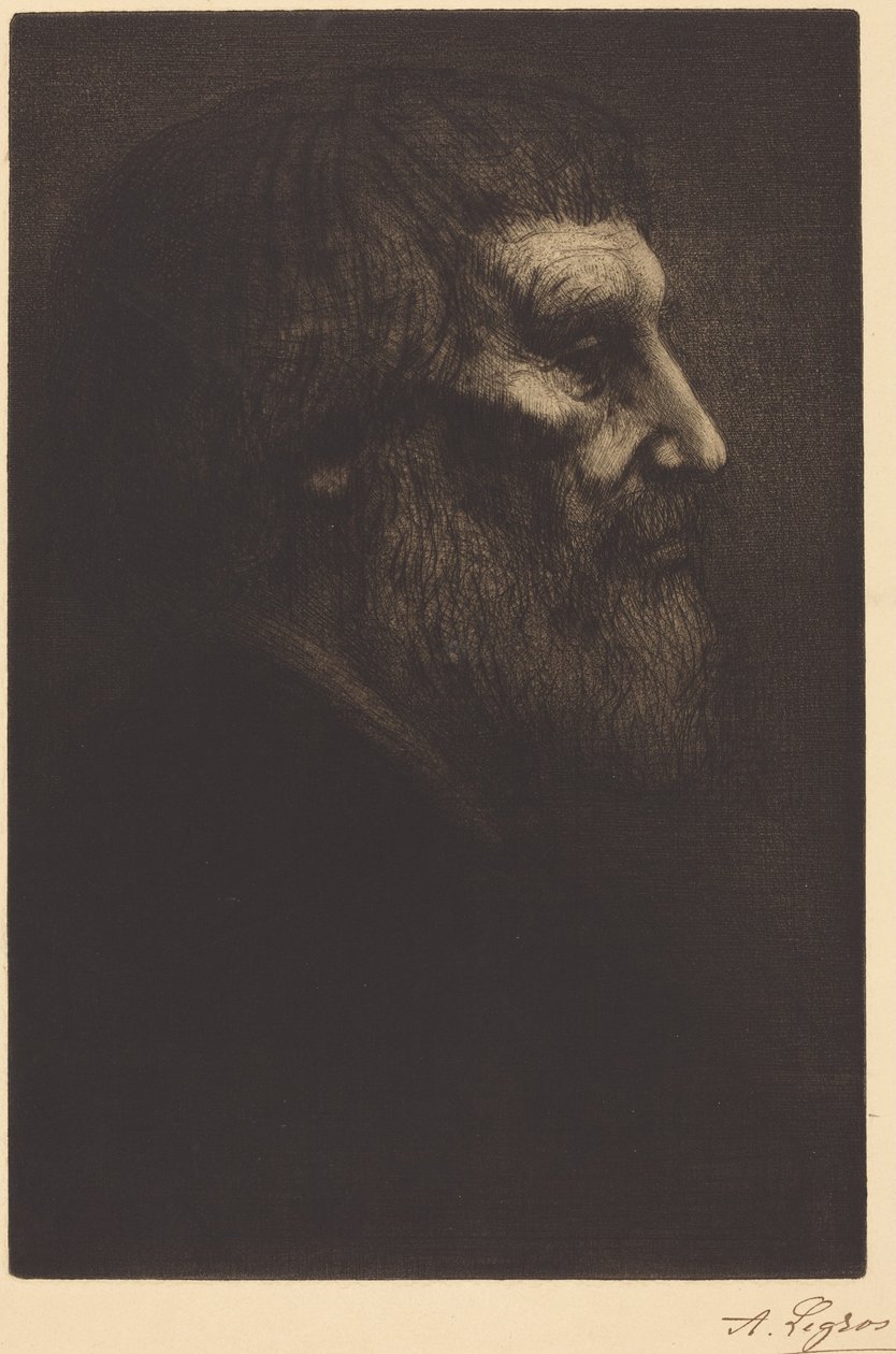 En tiggers hoved (Tête de mendiant) af Alphonse Legros