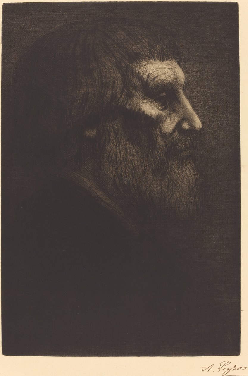 Leder af en tigger Tete de mendiant. af Alphonse Legros
