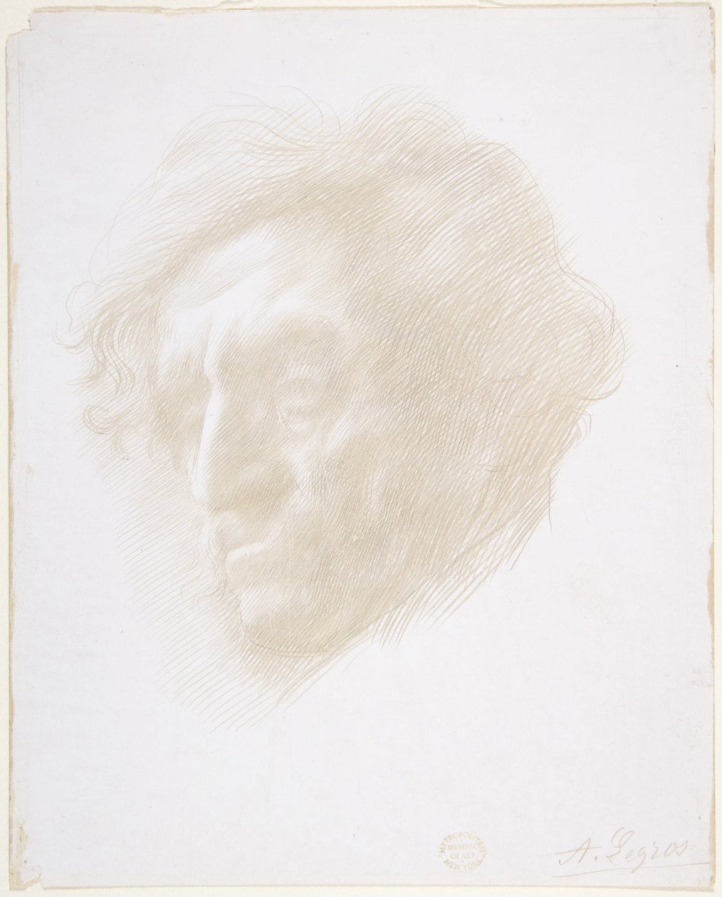 En mands hoved af Alphonse Legros