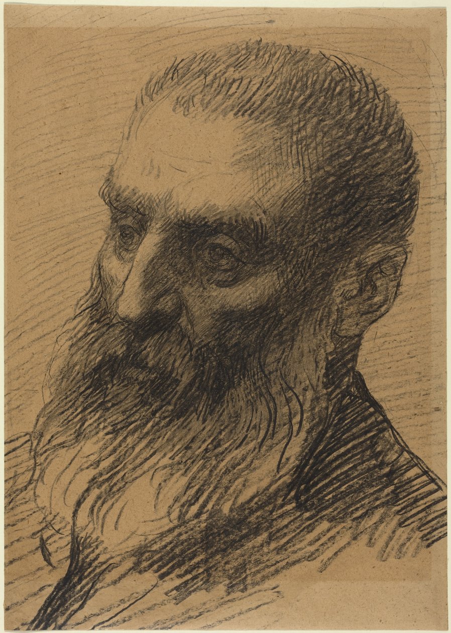 Hovedet af en mand, der vender mod venstre af Alphonse Legros