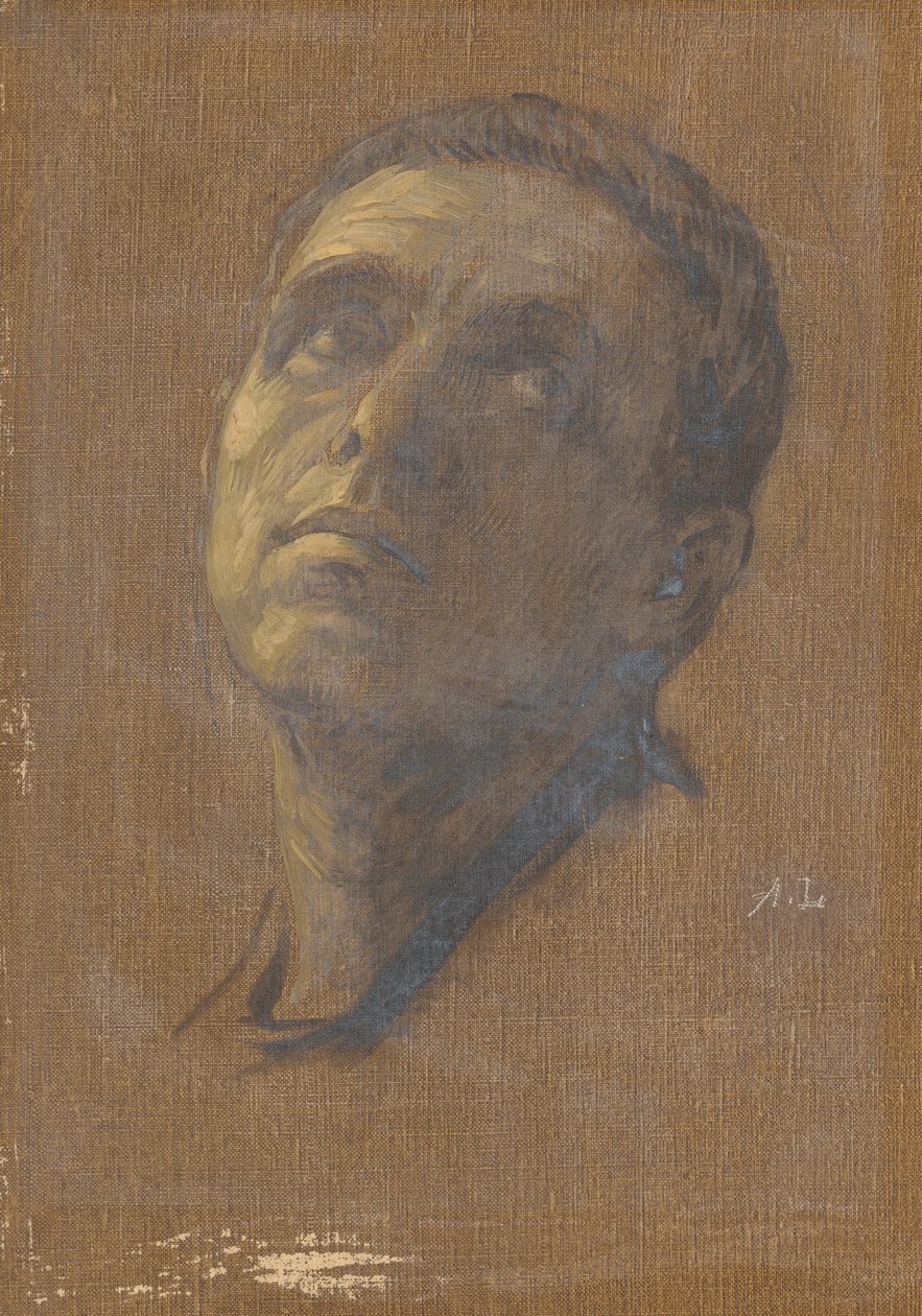 Hoved af en mand med opadvendte øjne af Alphonse Legros