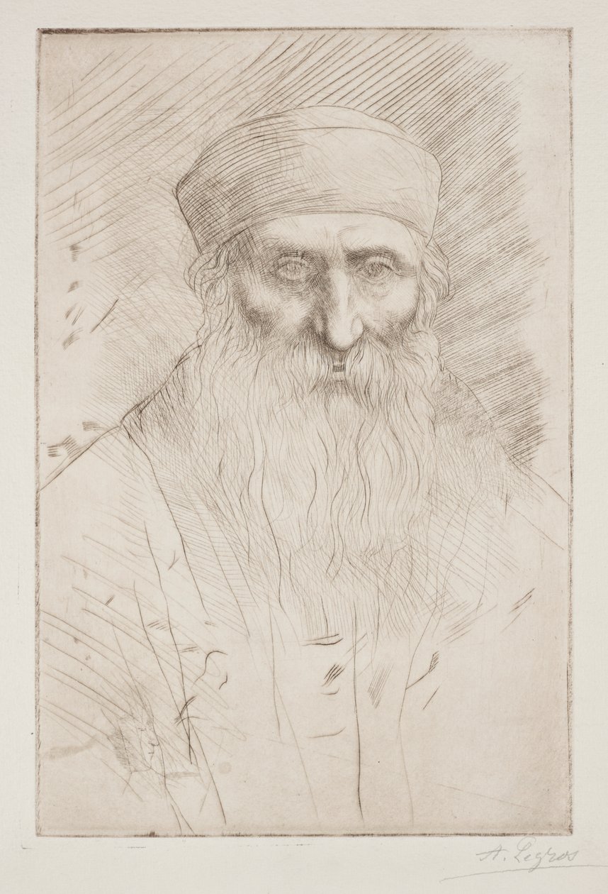 Hoved af en mand med langt skæg af Alphonse Legros