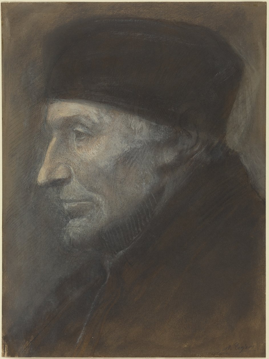 Hovedet af en mand med en kalot af Alphonse Legros