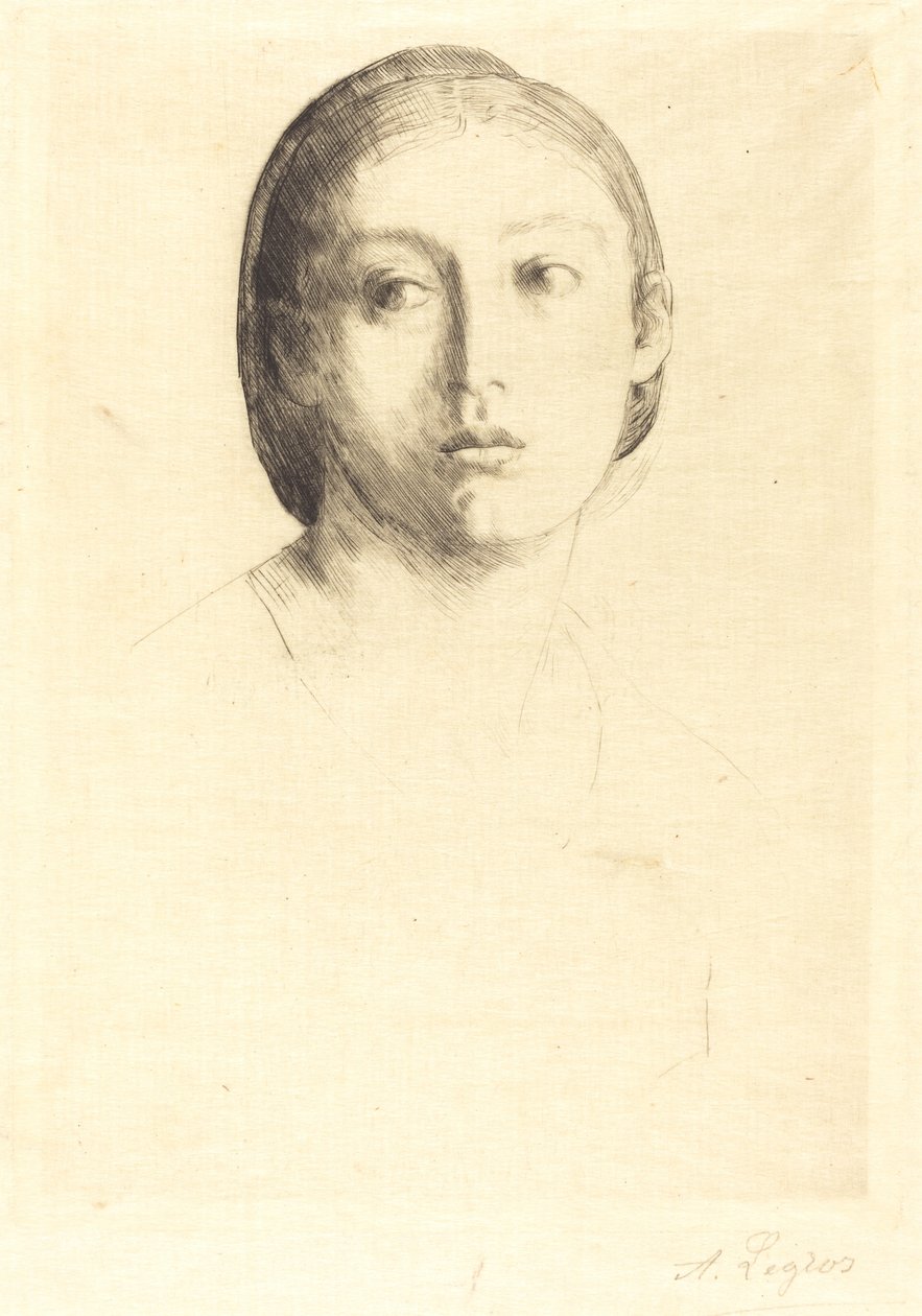 Hoved af en ung pige af Alphonse Legros