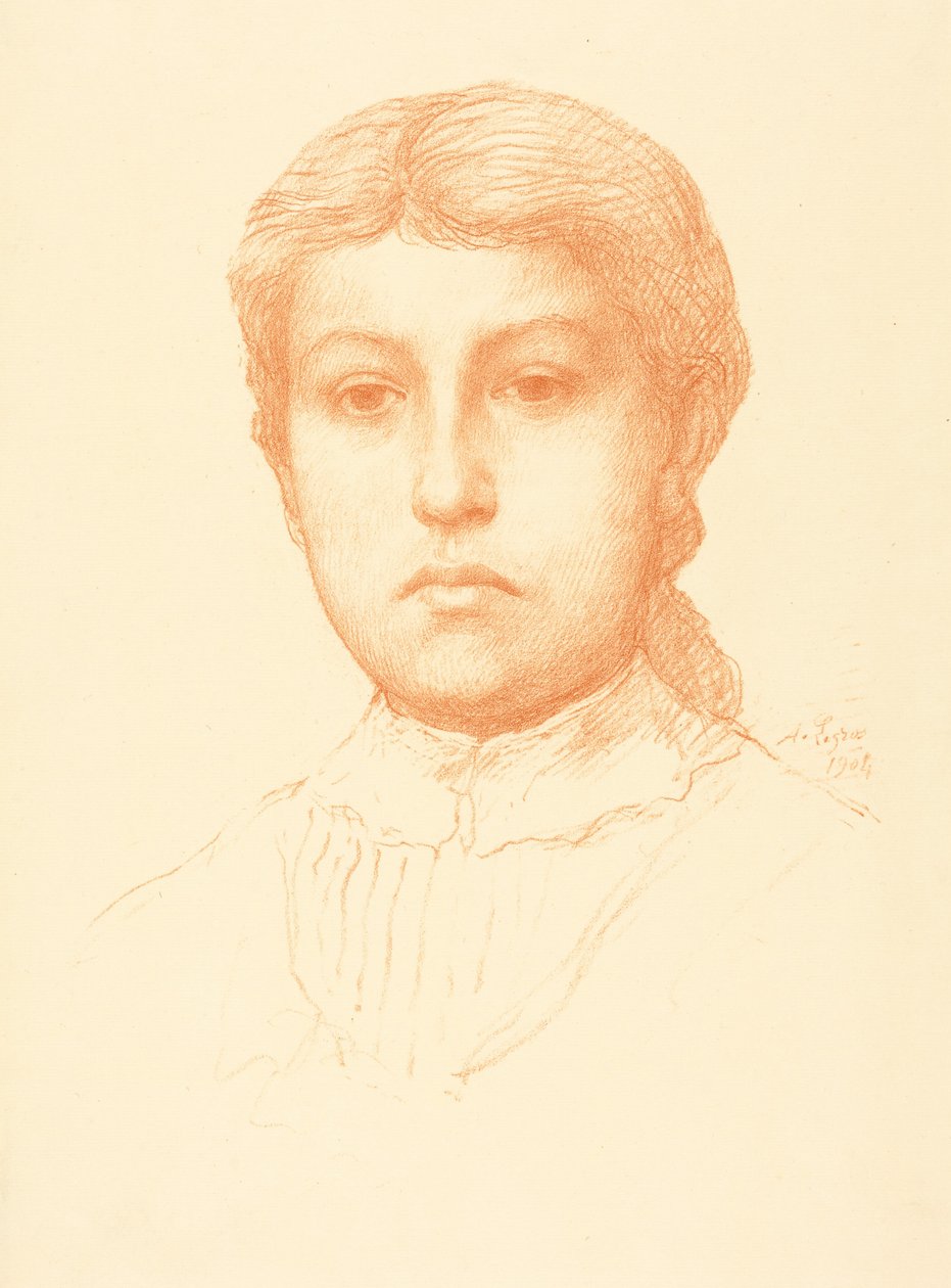 Hovedet af en ung pige (Tete de jeune fille) af Alphonse Legros