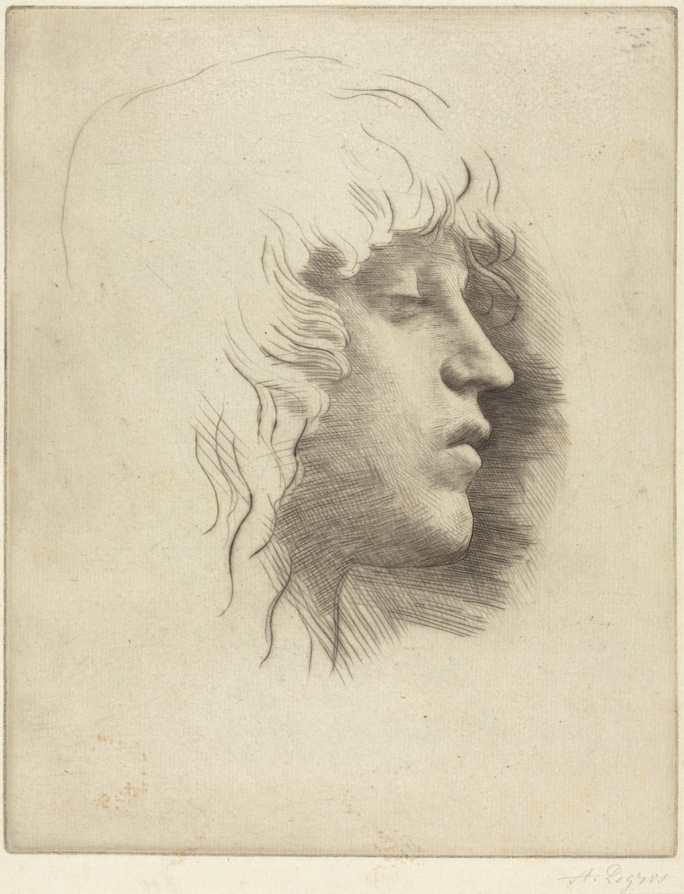 Hovedet af en ung pige (Tete de jeune fille) af Alphonse Legros
