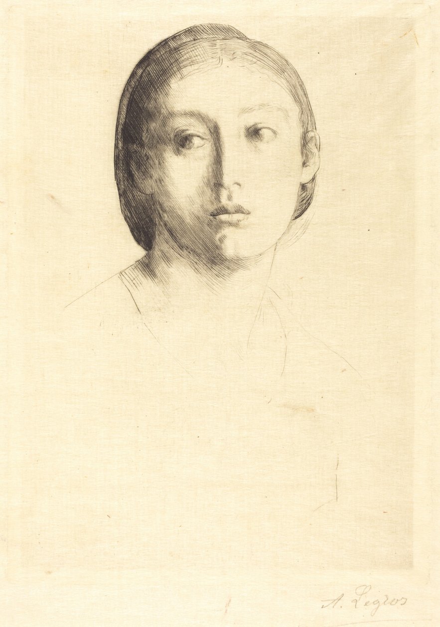 Hoved af en ung pige af Alphonse Legros