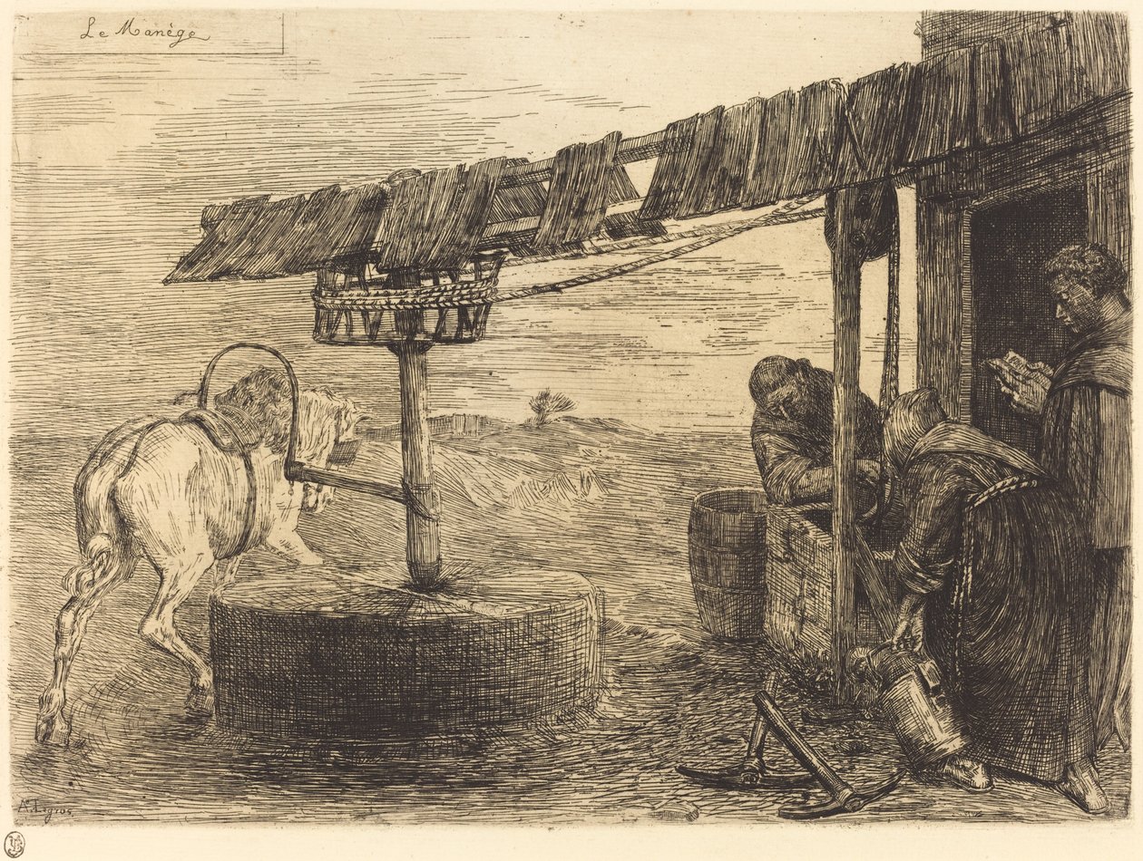 Hestedrevet mølle (Le manege) af Alphonse Legros