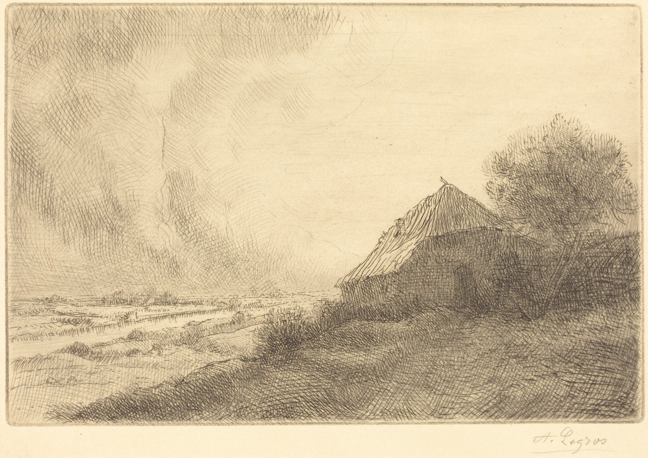 Hytte på en bakkeskråning af Alphonse Legros