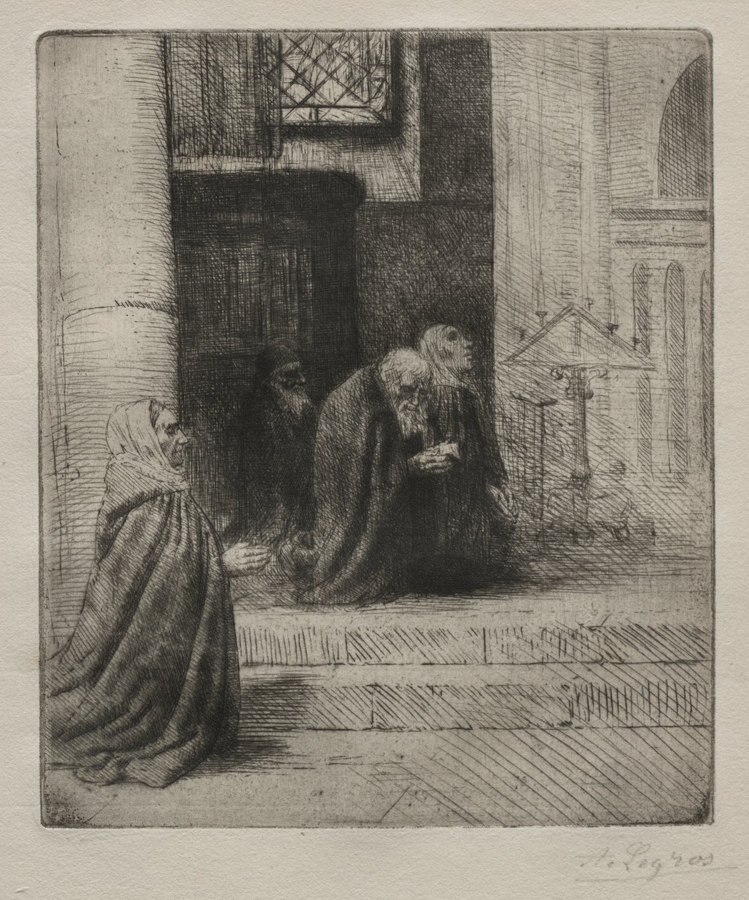 Det indre af en kirke af Alphonse Legros