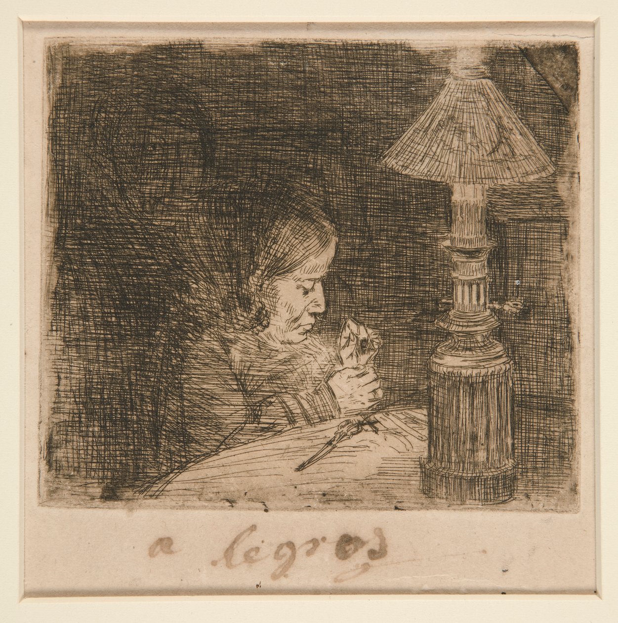La Couseuse (Den syende kvinde) af Alphonse Legros