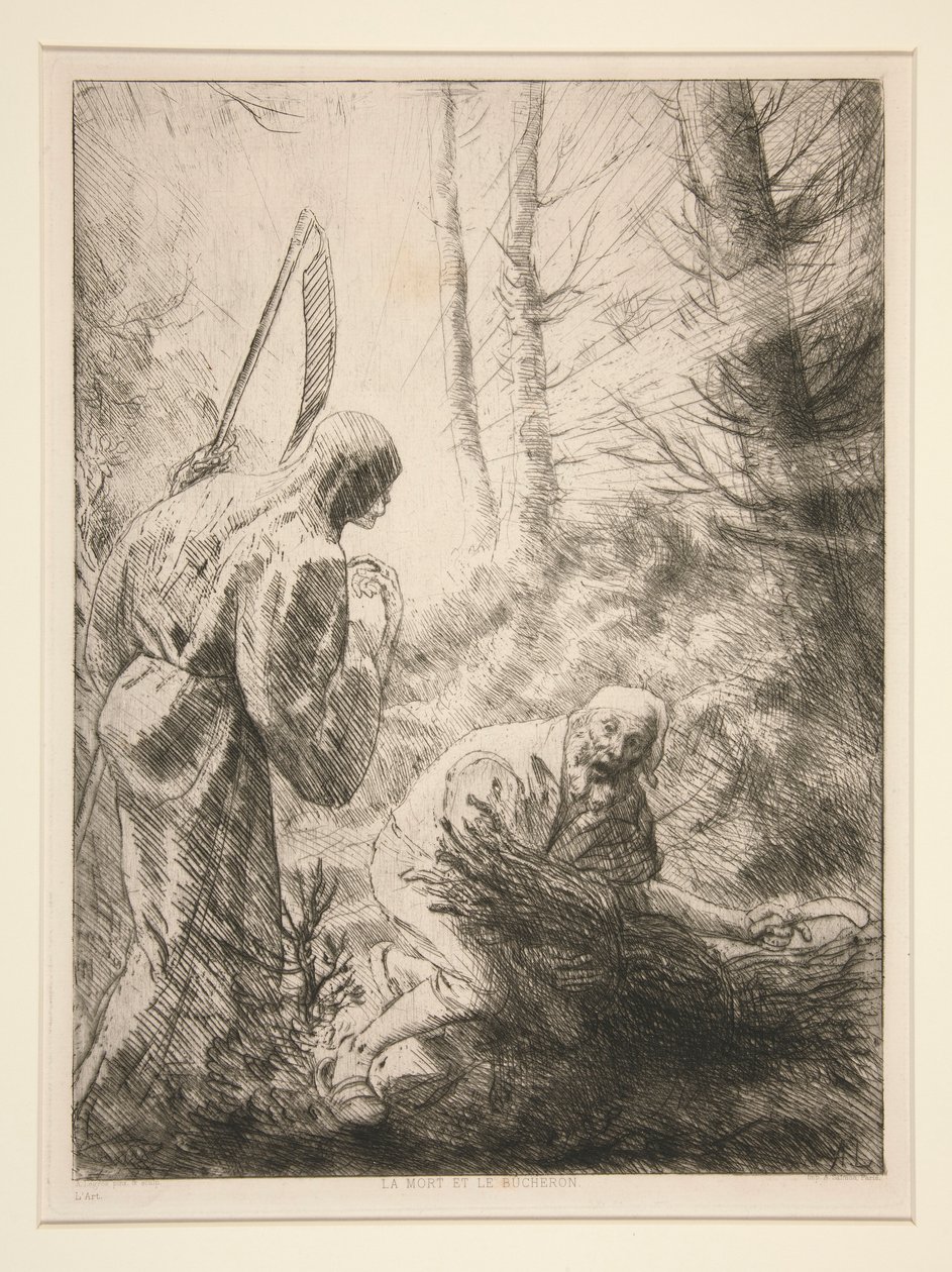 La Mort at le Bucheron, nr. 2 (Døden og skovhuggeren) af Alphonse Legros