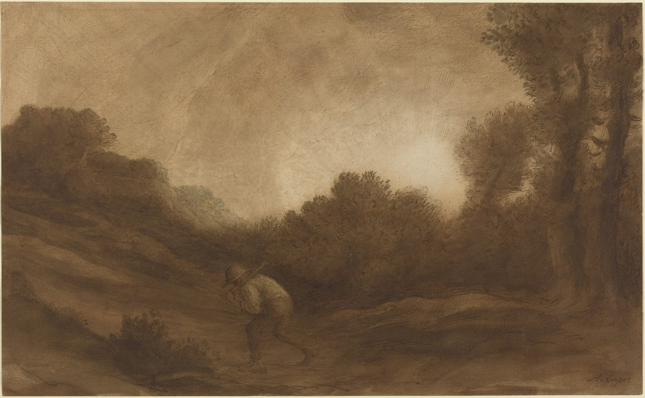 Landskab, aften af Alphonse Legros