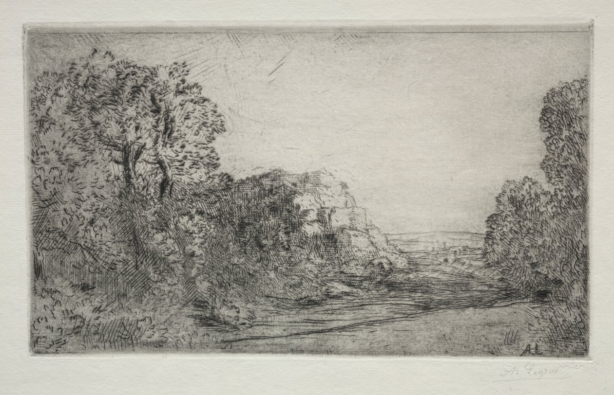 Landskab: Solopgang af Alphonse Legros