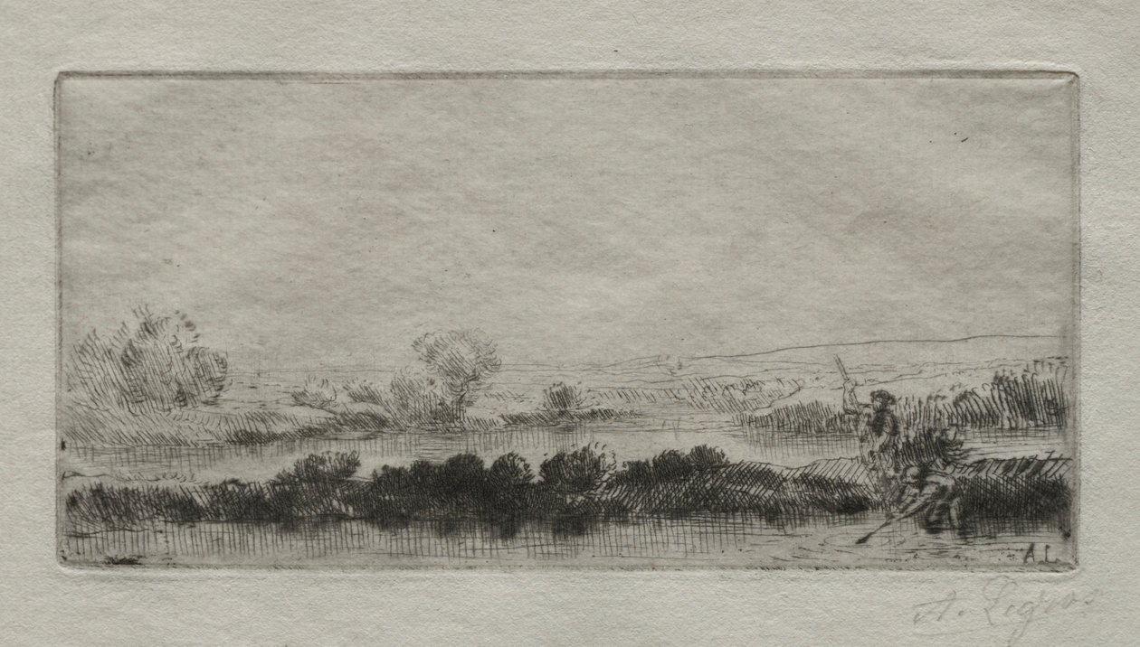 Landskab med Beat-mose: In the Marsh. af Alphonse Legros