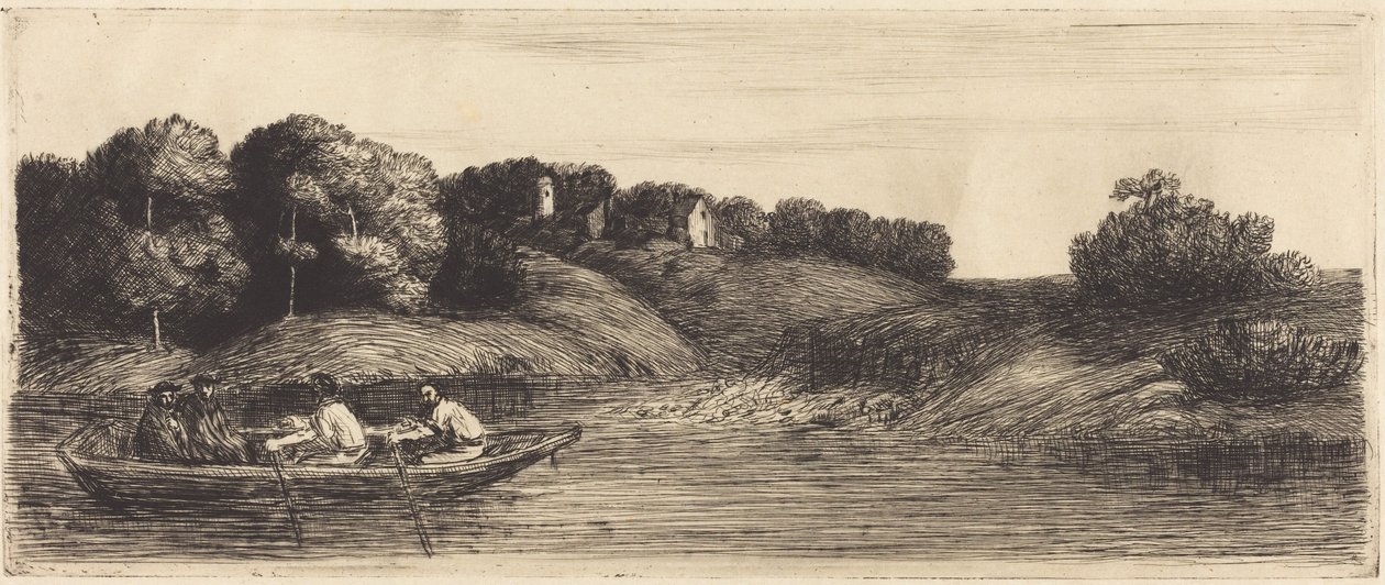Landskab med båd, 1. plade  (Landskabet med båden) af Alphonse Legros