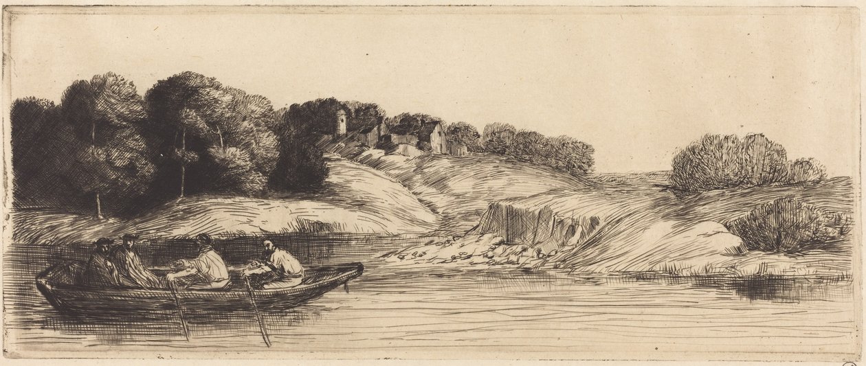 Landskab med båd, 1. blad af Alphonse Legros