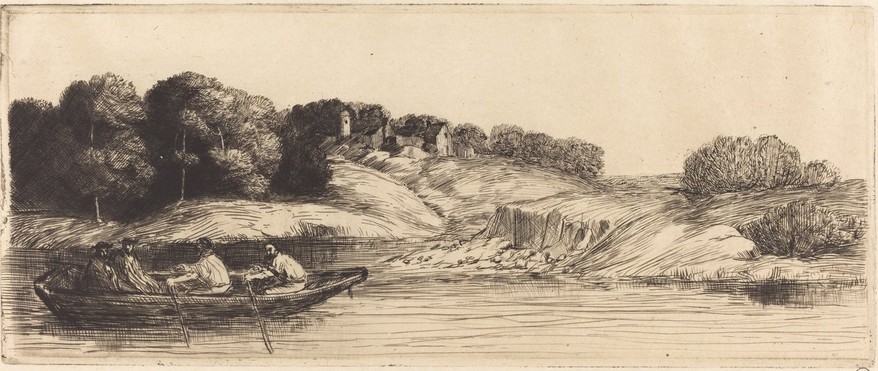Landskab med båd, 1. plade Landskab med båd. af Alphonse Legros