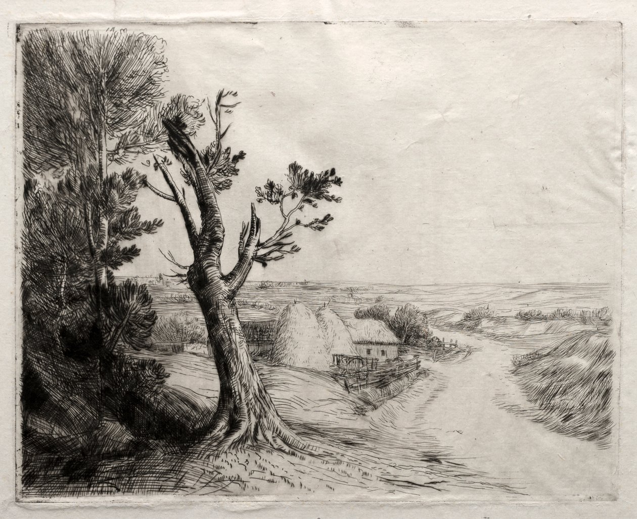 Landskab med stråstakke af Alphonse Legros