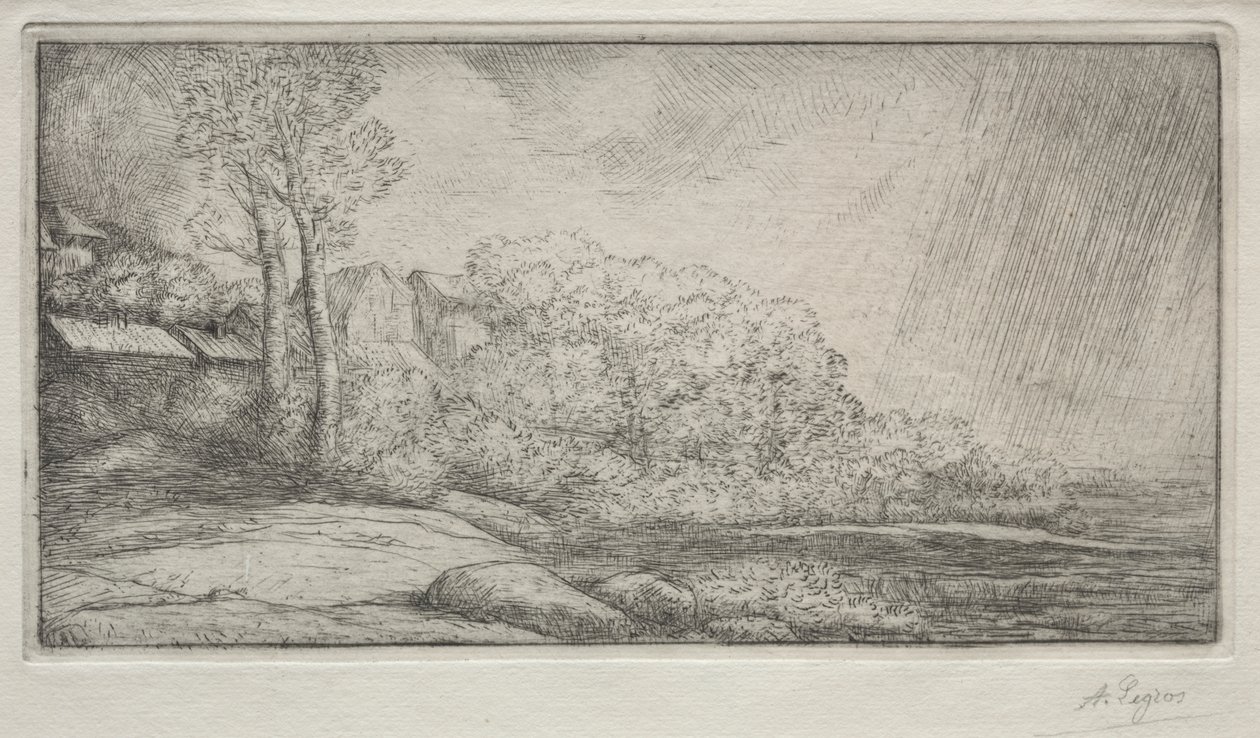 Landskab med to træer af Alphonse Legros