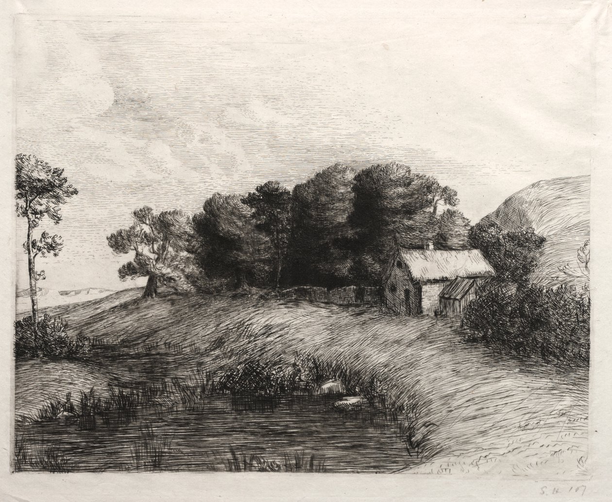 Landskab med en dam af Alphonse Legros