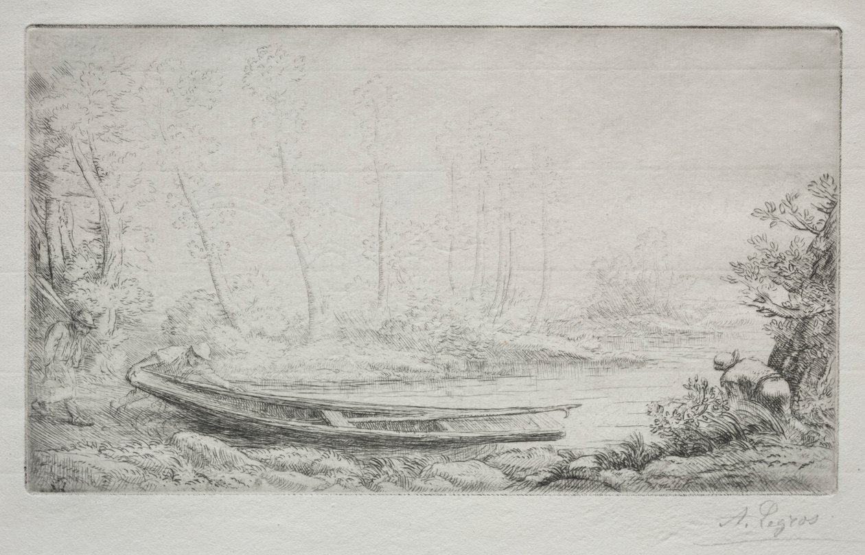 Afgang til fiskeri, i tågerne. af Alphonse Legros