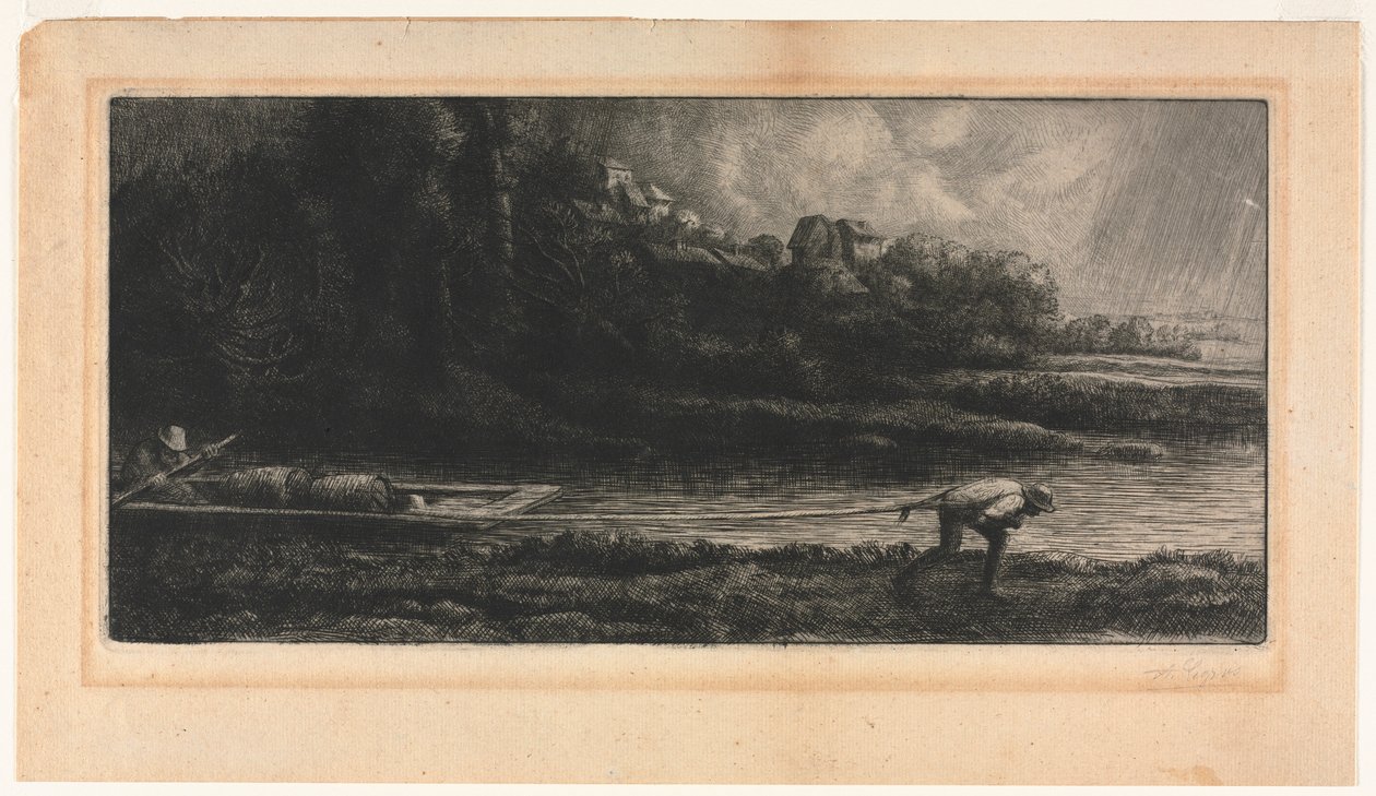 Landskabet med båden. af Alphonse Legros
