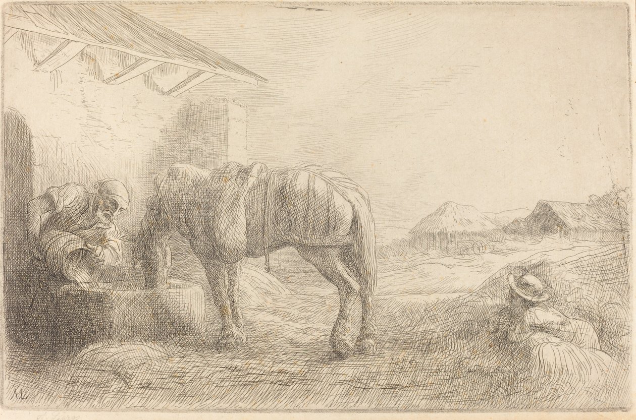 Mand der vander en hest af Alphonse Legros
