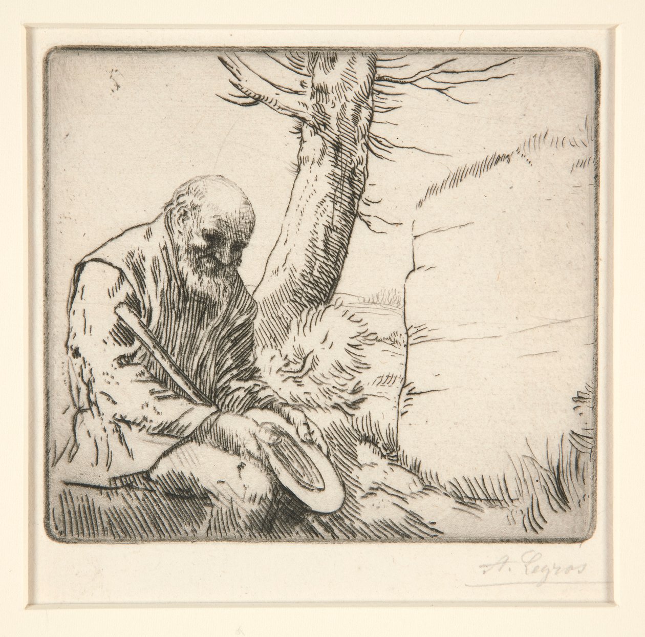 Mendiant, søn Chapeau a la Main (Tigger med sin hat i hænderne) af Alphonse Legros