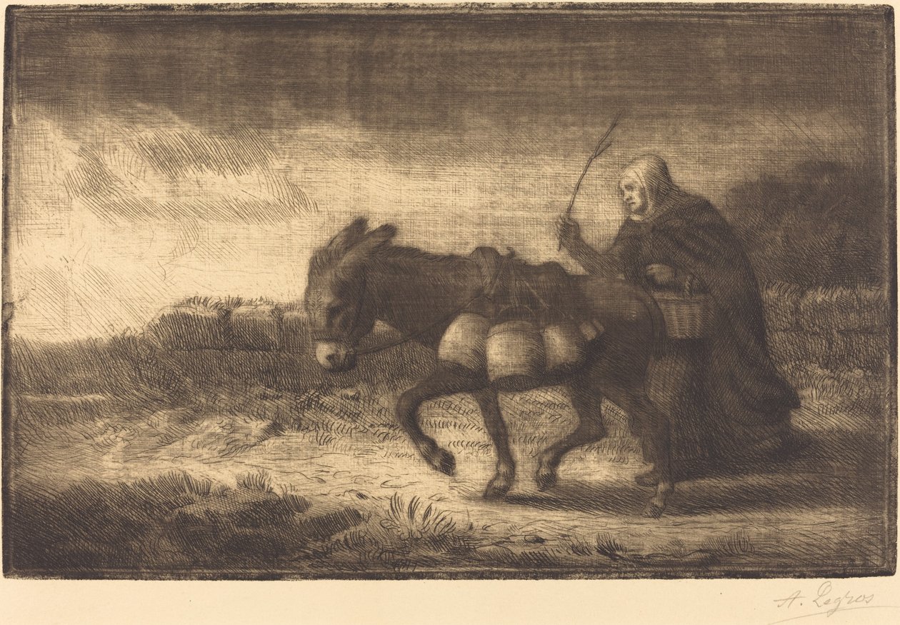 Mælkepige af Boulogne, 1. tallerken (Laitiere a Boulogne) af Alphonse Legros
