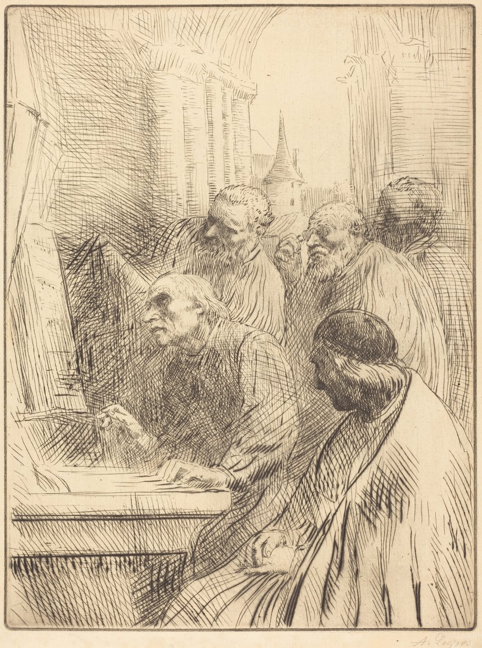 Monks at Church (Munkene i kirken) af Alphonse Legros