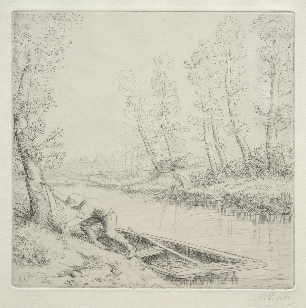 Morning on the River (Morgenen ved floden) af Alphonse Legros