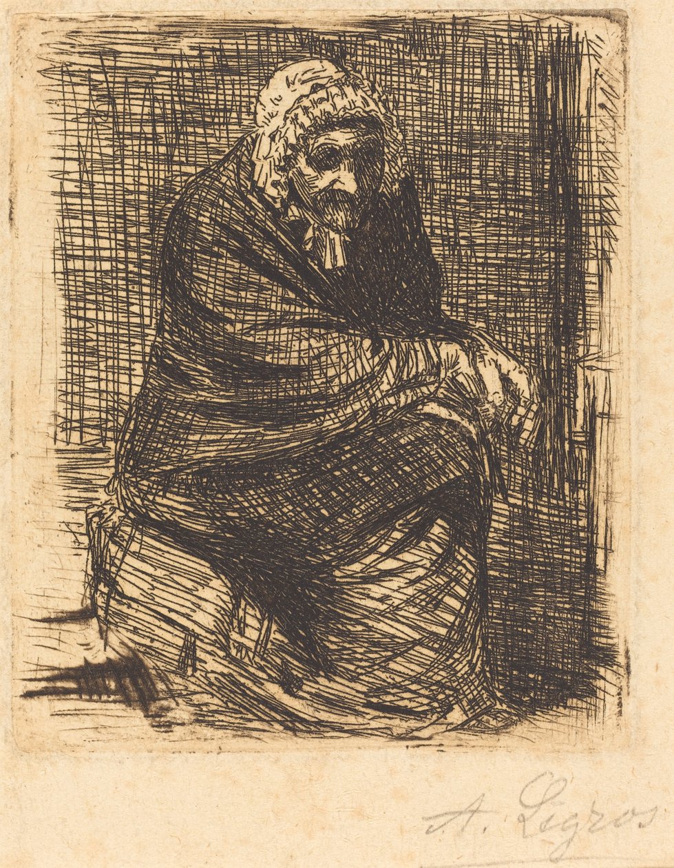 Gammel kvinde siddende af Alphonse Legros