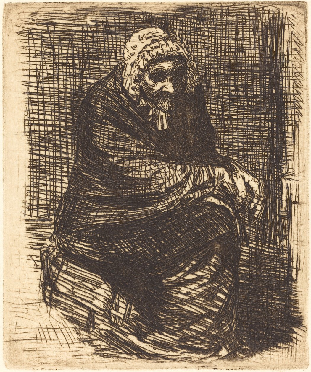 Gammel kvinde siddende af Alphonse Legros
