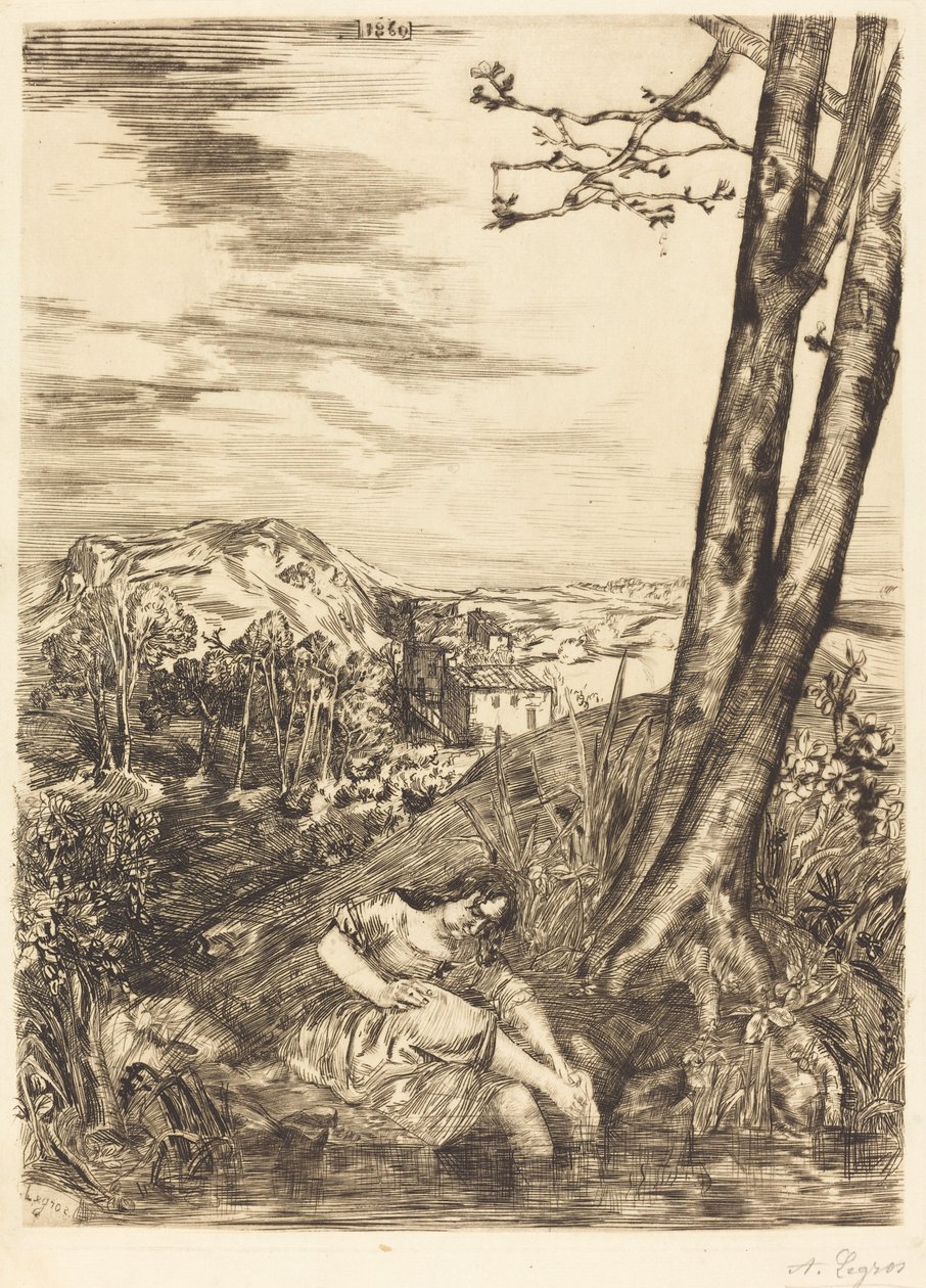 Bonde vasker hendes fødder Bonde vasker hendes fødder, 1860. af Alphonse Legros