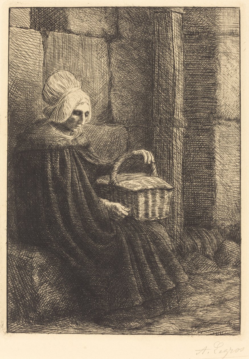 Bondekvinde fra Boulogne Bondekvinde fra omkring Boulogne kendt som La femme au panier. af Alphonse Legros