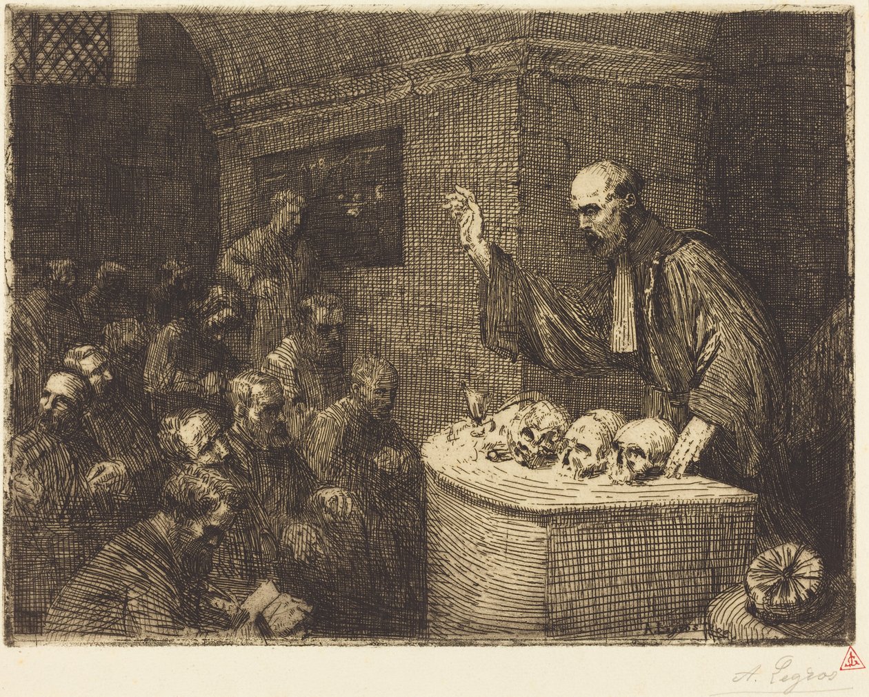 Kursus i frenologi, 2. plade (Le cours de phrenologie) af Alphonse Legros