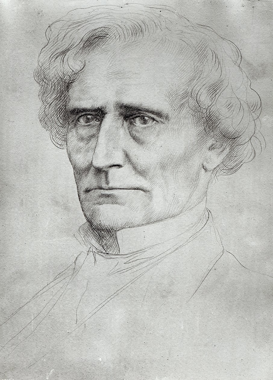 Portræt af Hector Berlioz (1803-69) (pen og blæk på papir) af Alphonse Legros