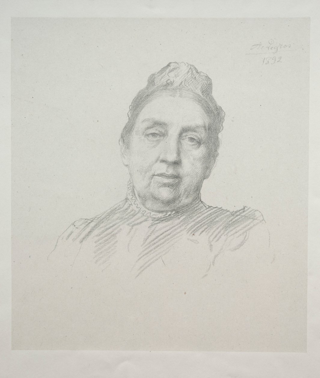 Portræt af Madame Kemp, 3. plade set forfra. af Alphonse Legros