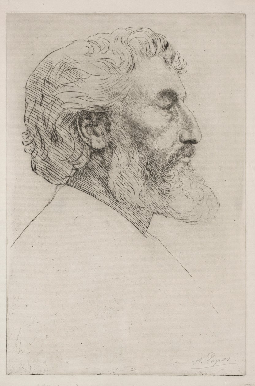 Portræt af Sir Frederick Leighton første plade. af Alphonse Legros
