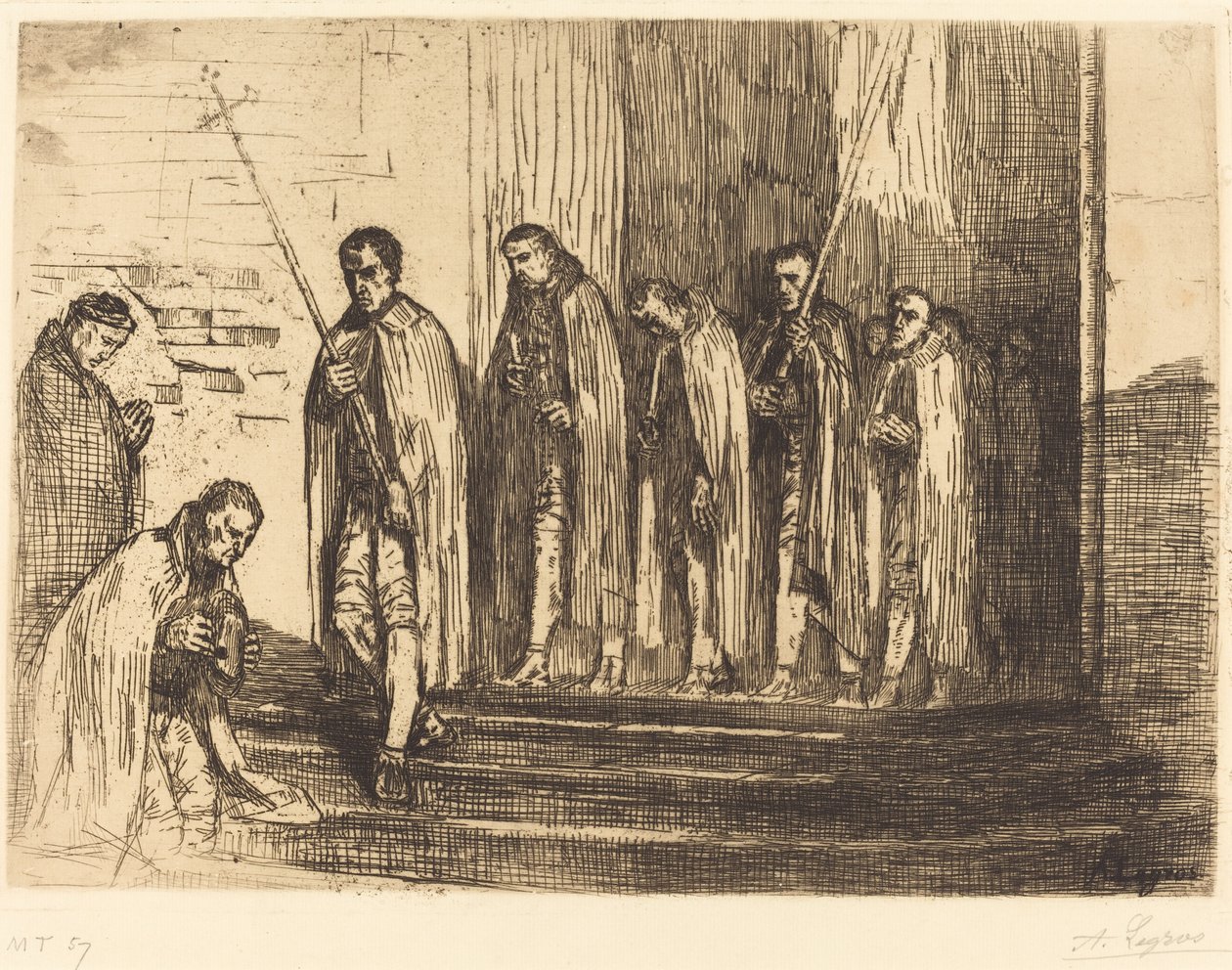 Procession, der forlader en kirke (La sortie de la procession) af Alphonse Legros