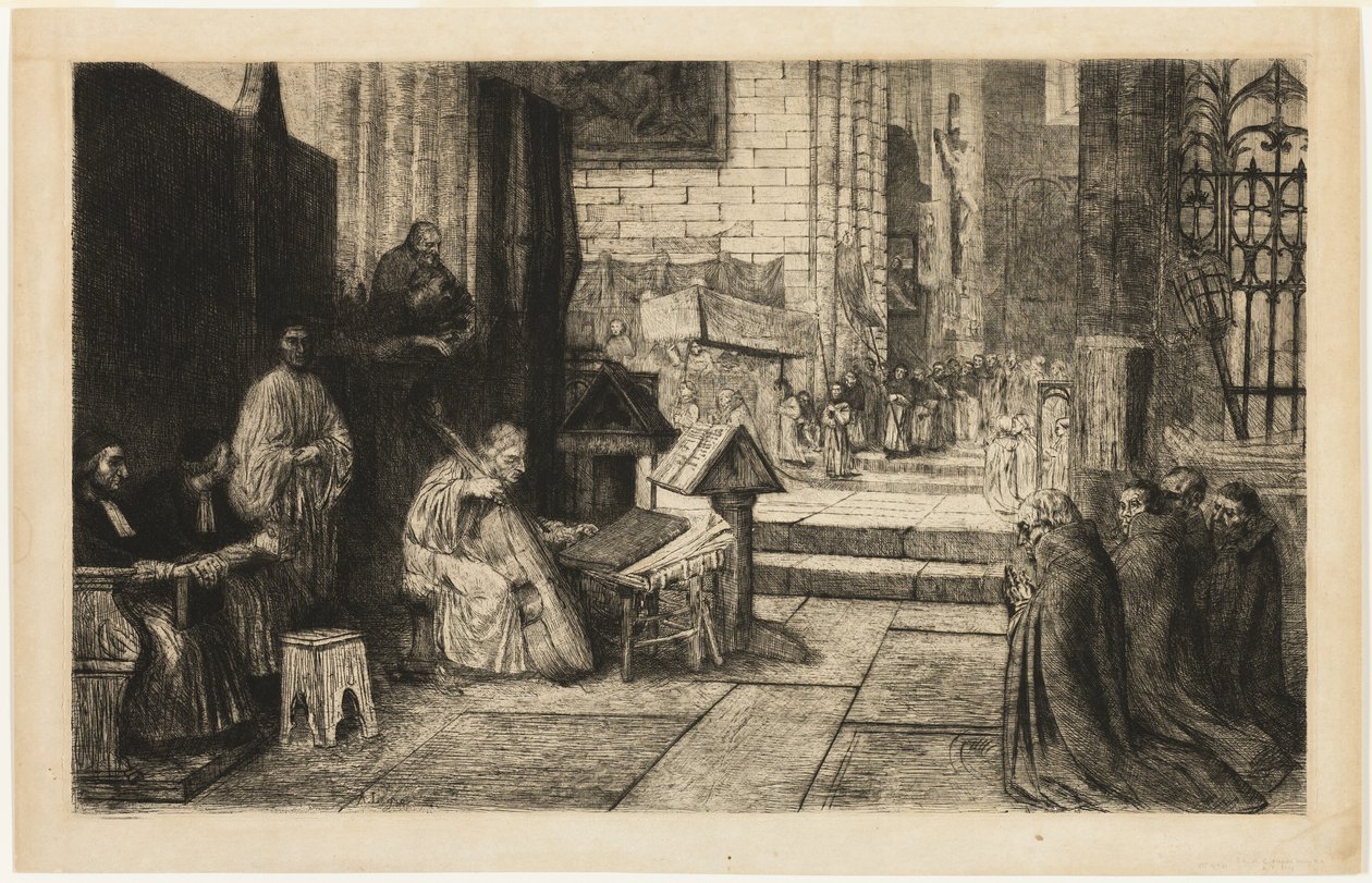 Procession i en spansk kirke af Alphonse Legros