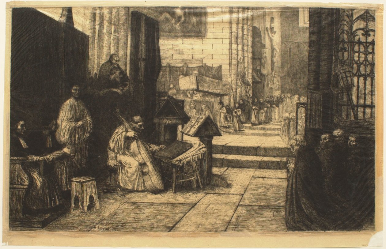 Procession i en spansk kirke af Alphonse Legros